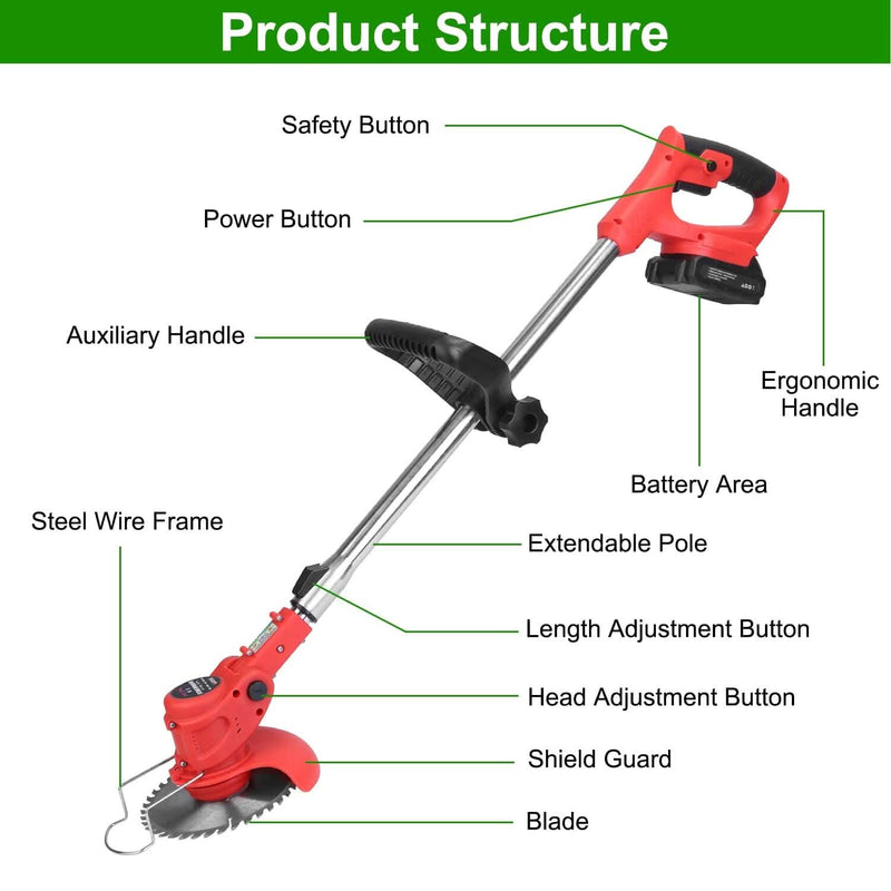 Rechargeable Electric Cordless Grass Trimmer with Alloy Saw Blade Garden & Patio - DailySale