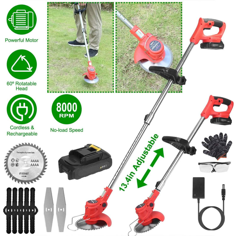 Rechargeable Electric Cordless Grass Trimmer with Alloy Saw Blade Garden & Patio - DailySale
