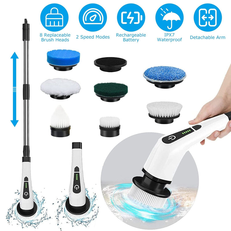 40 in. Electric Spin Scrubber, Cordless Cleaning Brush with 4 Replaceable  Heads and Adjustable Handle - (1-Pack)