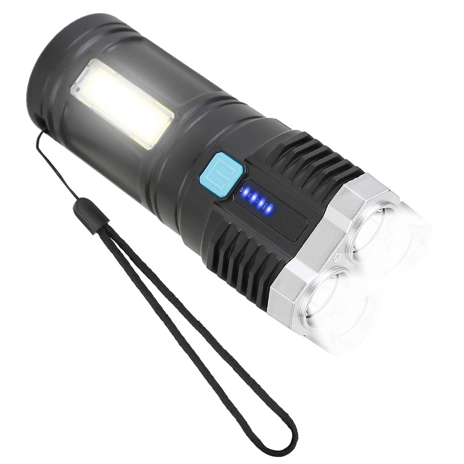 Rechargeable Flashlight LED Floodlight Torch with Strap Super Bright Flashlight Sports & Outdoors - DailySale