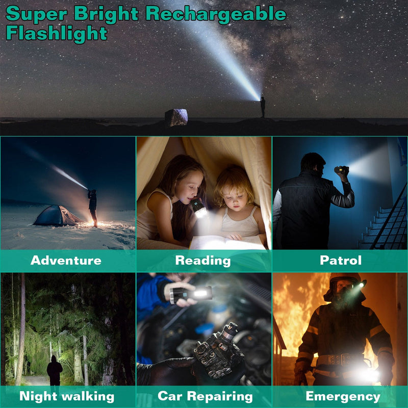 Rechargeable Flashlight LED Floodlight Torch with Strap Super Bright Flashlight Sports & Outdoors - DailySale