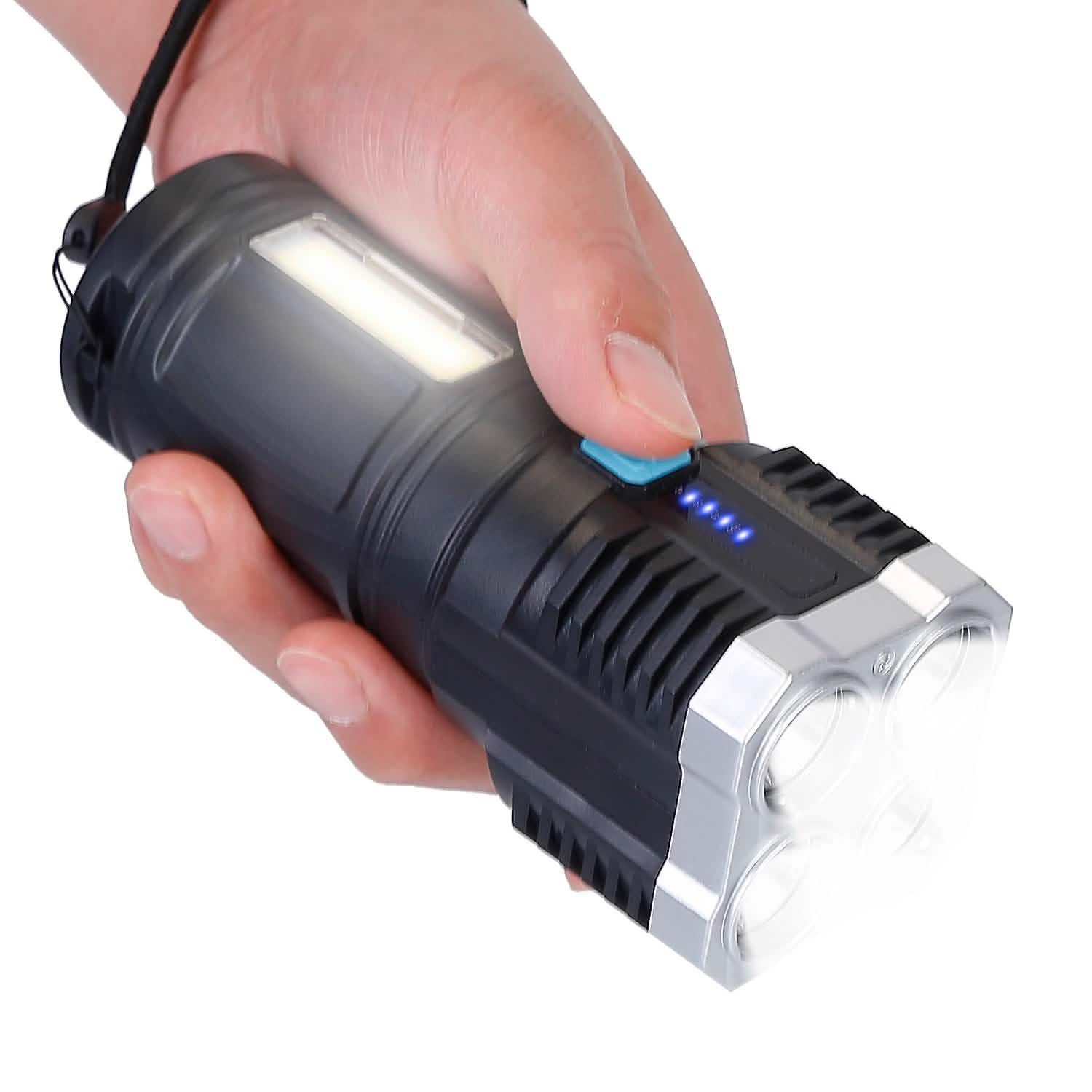 Rechargeable Flashlight LED Floodlight Torch with Strap Super Bright Flashlight Sports & Outdoors - DailySale