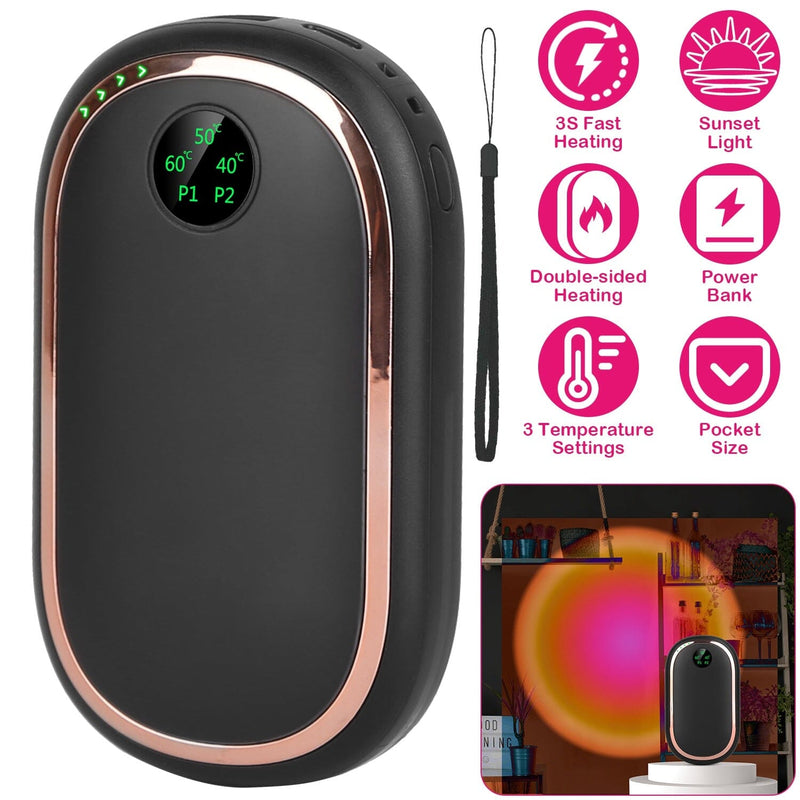 Rechargeable Hand Heater Pocket Warmer Power Bank with Digital Display Mobile Accessories - DailySale