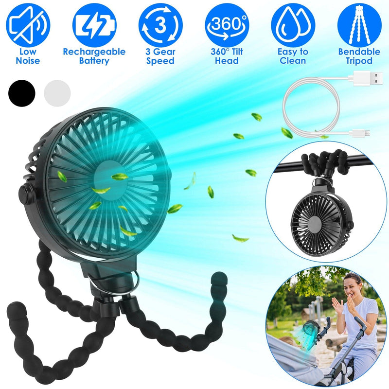 Rechargeable Handheld Fan with Flexible Tripod Sports & Outdoors - DailySale