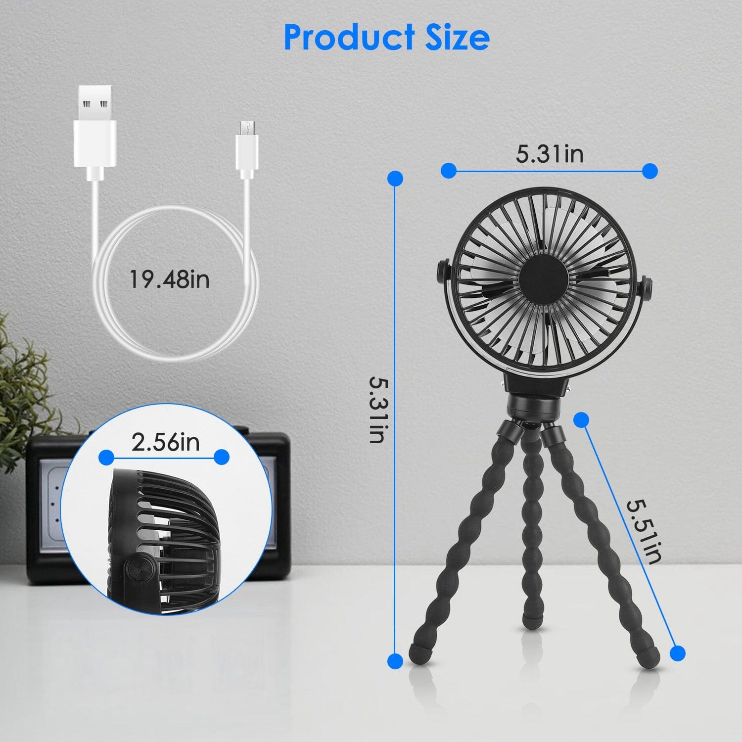 Rechargeable Handheld Fan with Flexible Tripod Sports & Outdoors - DailySale