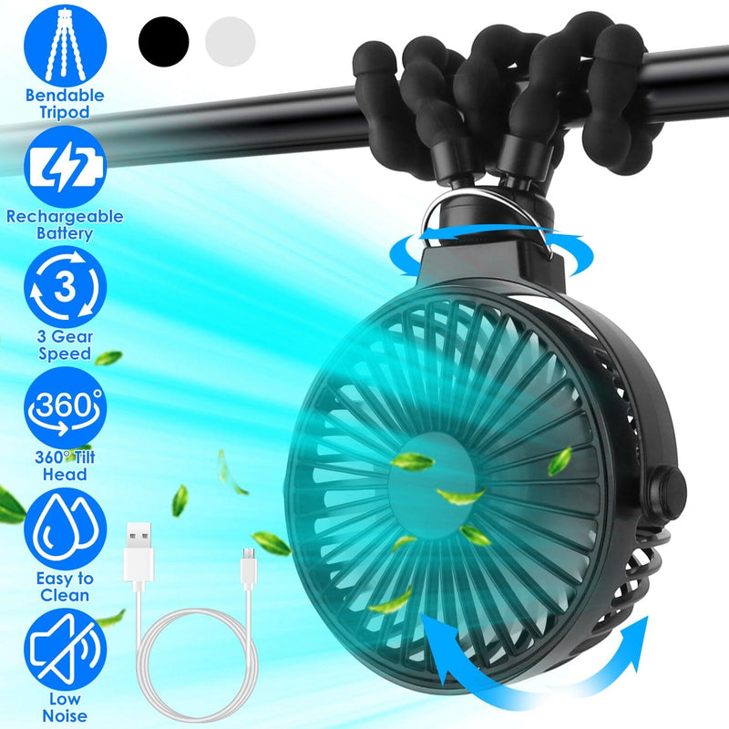 Rechargeable Handheld Fan with Flexible Tripod Sports & Outdoors - DailySale