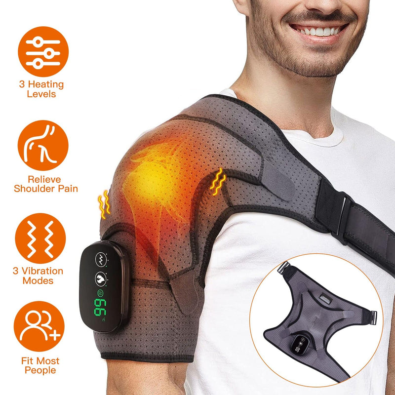 Rechargeable Heated Shoulder Wrap Massager Shoulder Brace Support with