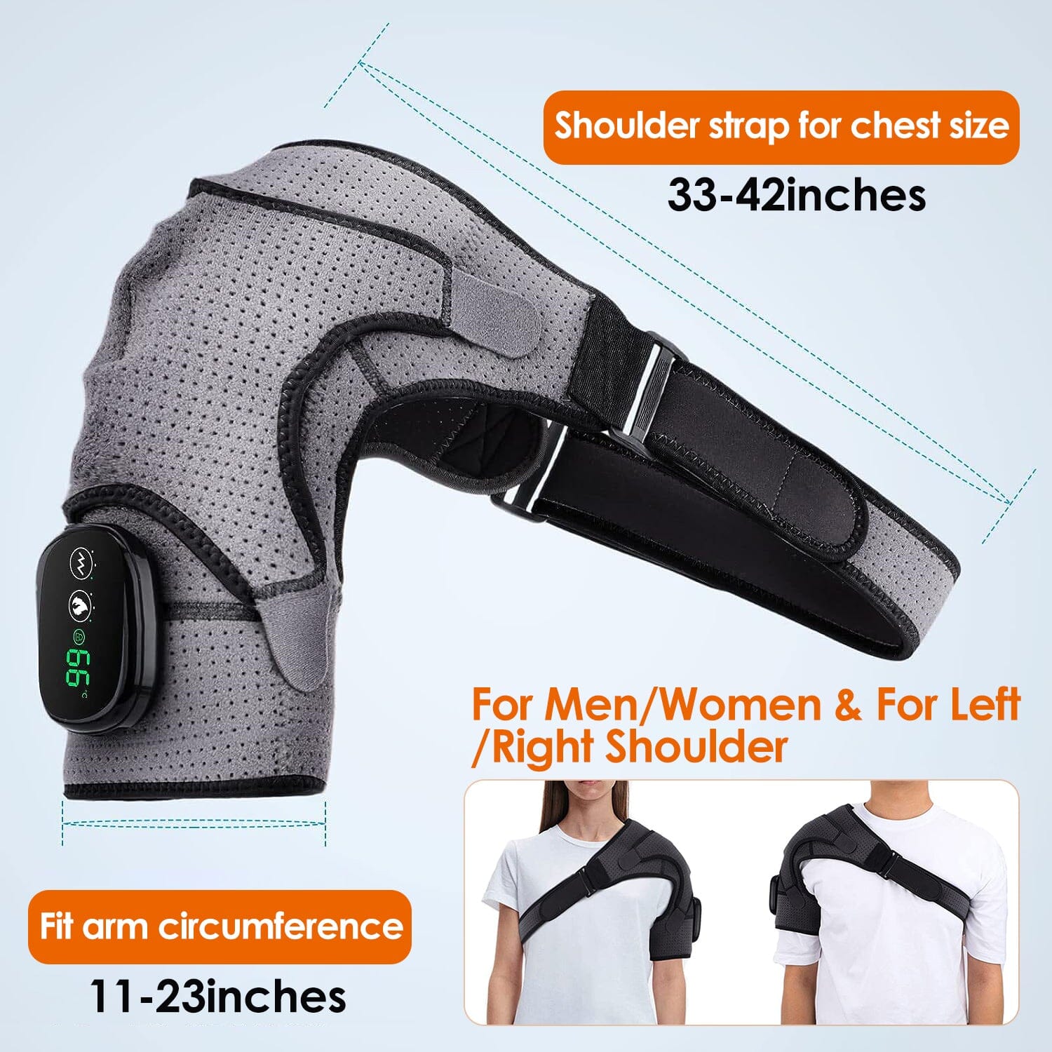 Rechargeable Heated Shoulder Wrap Massager Shoulder Brace Support with 3 Heating Levels Wellness - DailySale