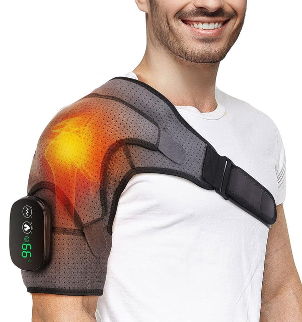Rechargeable Heated Shoulder Wrap Massager Shoulder Brace Support with 3 Heating Levels Wellness - DailySale