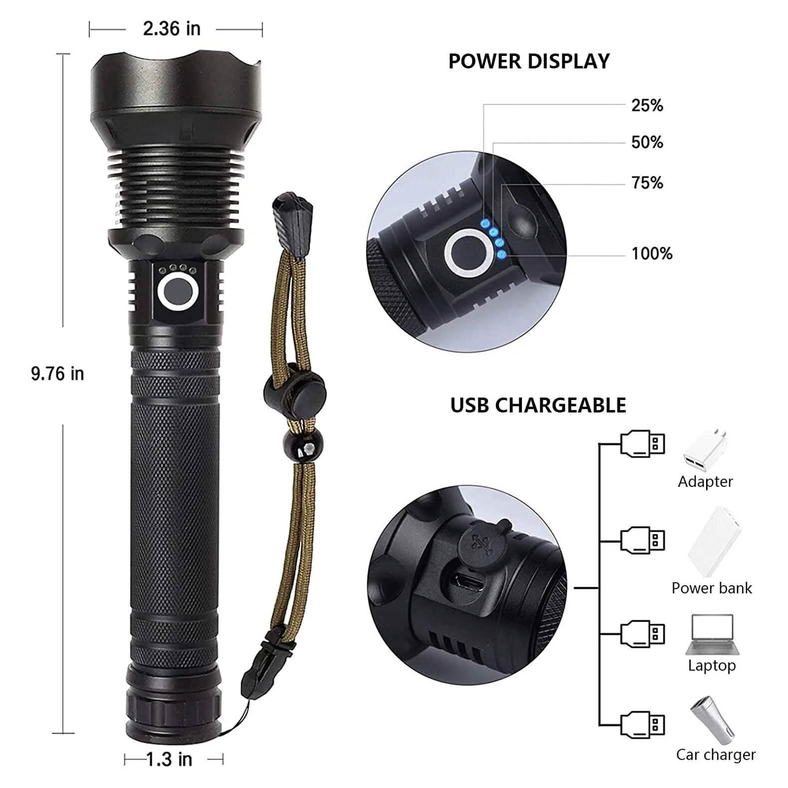 90000 lumen rechargeable flashlight Rechargeable LED Flashlights 90000 Lumens