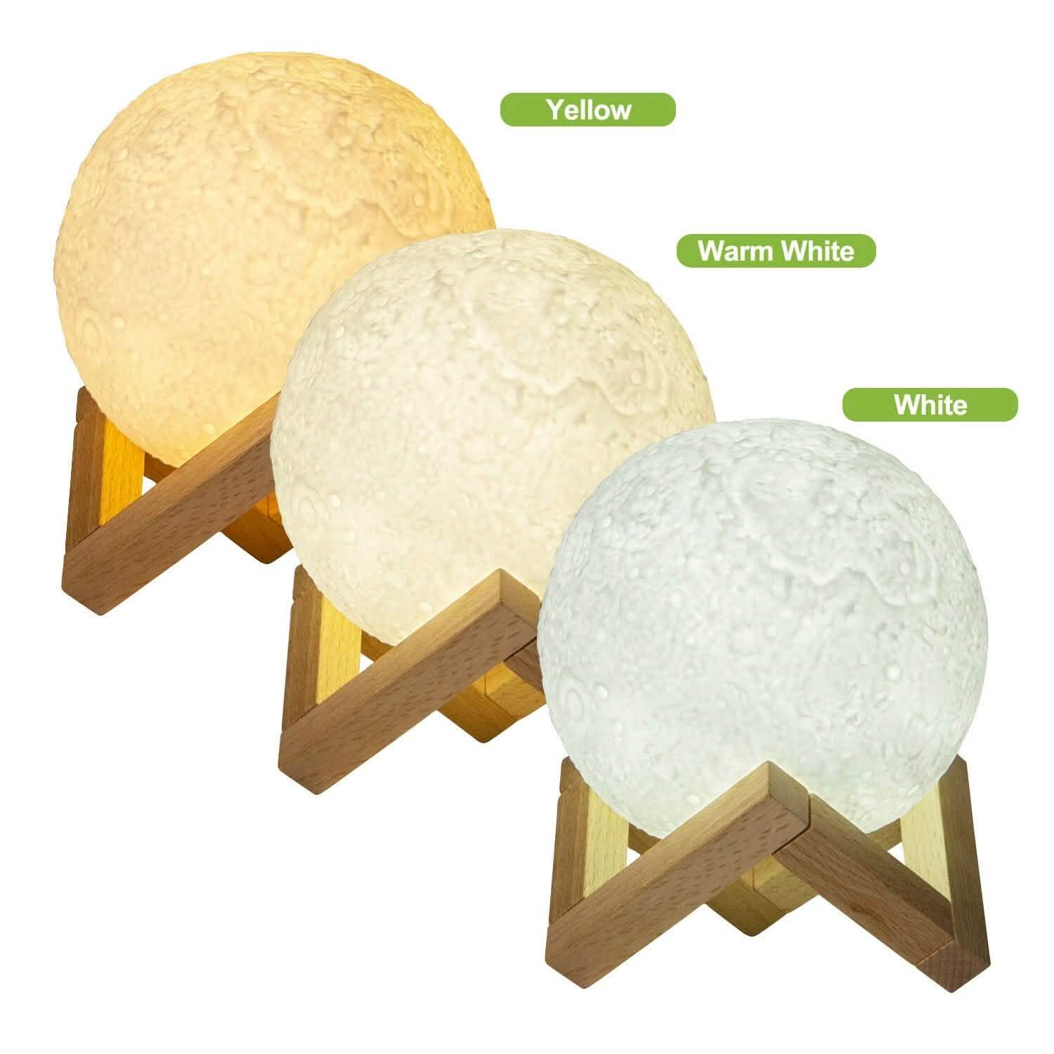 Rechargeable Moon Lamp Night Light Kids Dimmable LED Touch Changing Light Lighting & Decor - DailySale