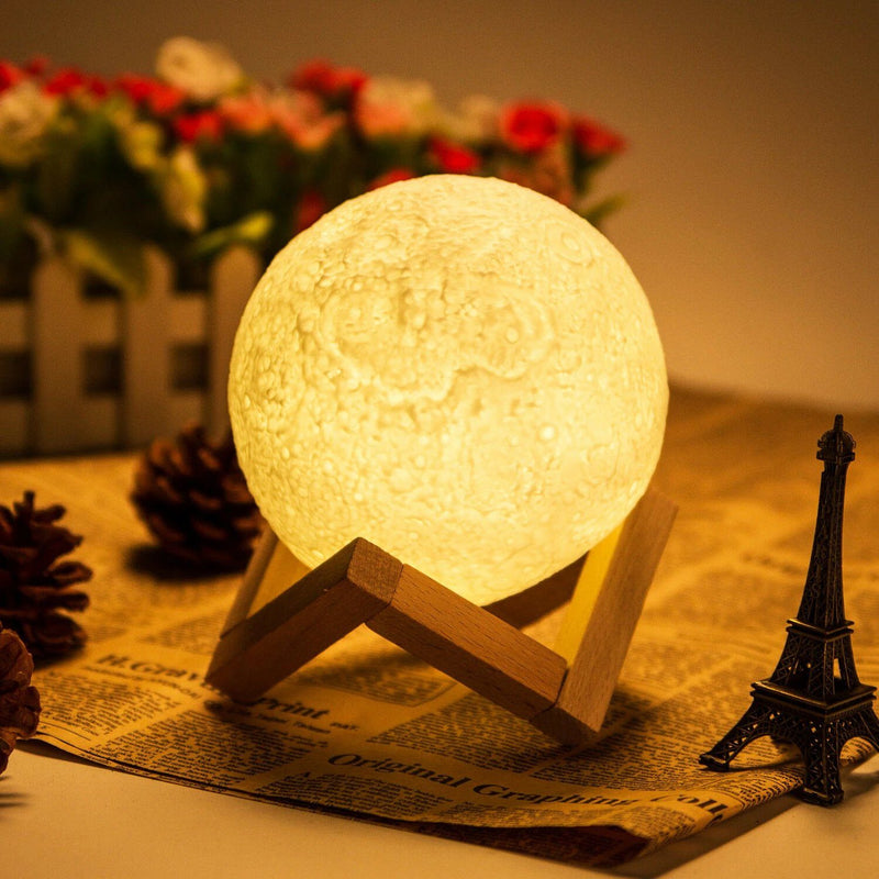 Rechargeable Moon Lamp Night Light Kids Dimmable LED Touch Changing Light Lighting & Decor - DailySale