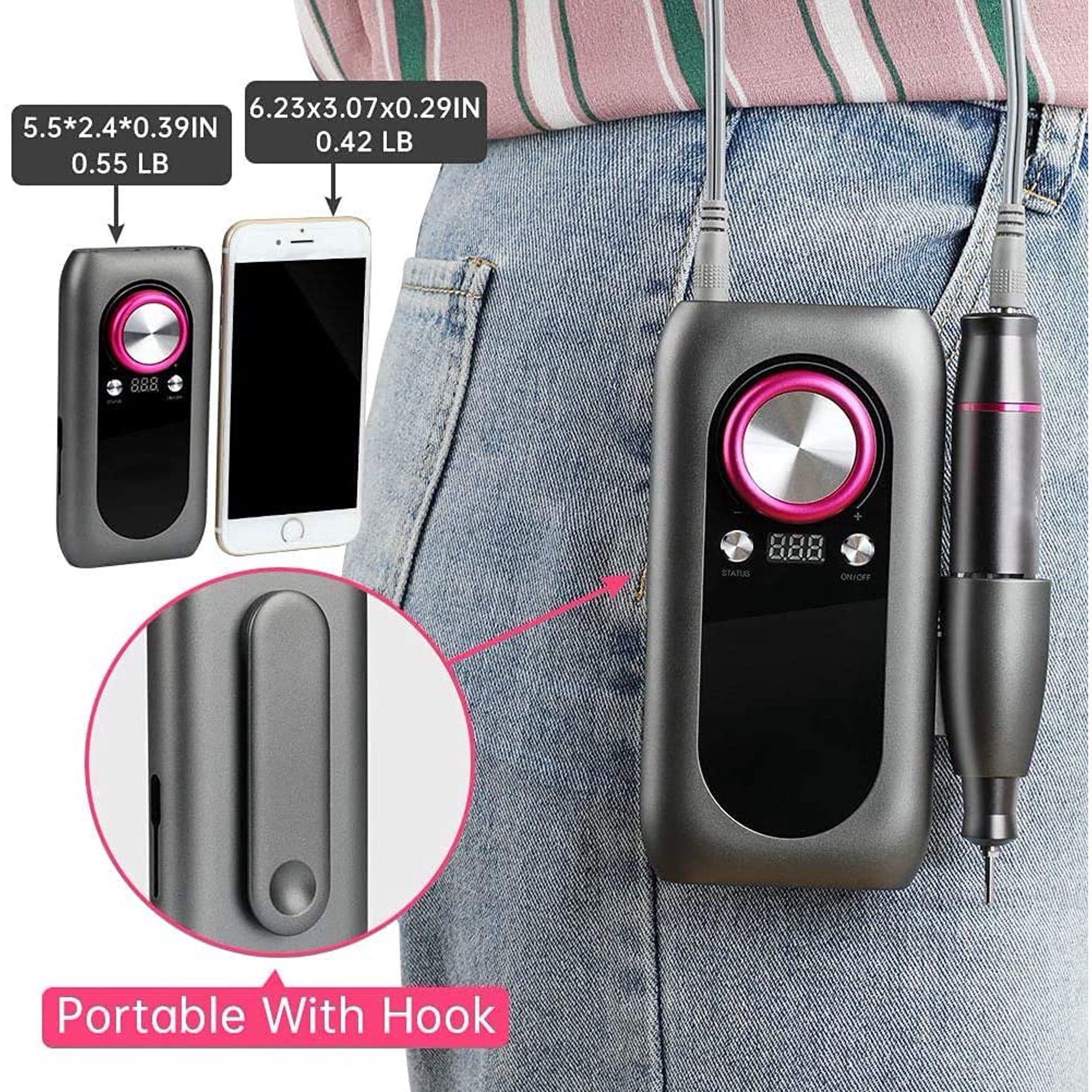 Rechargeable Nail Drill Kit with 2000mAh Phone Power Bank Beauty & Personal Care - DailySale