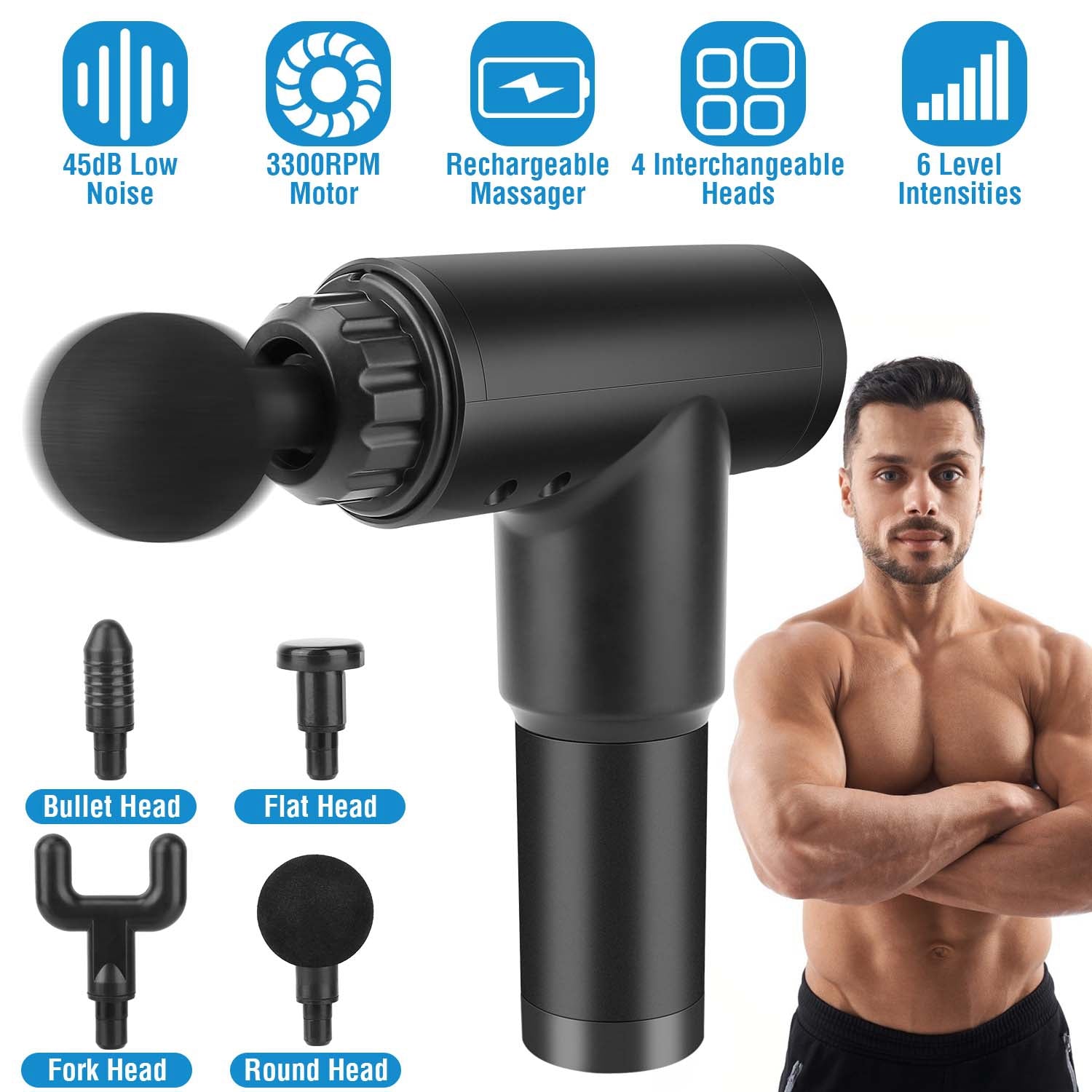 Rechargeable Percussion Massage Gun Wellness - DailySale