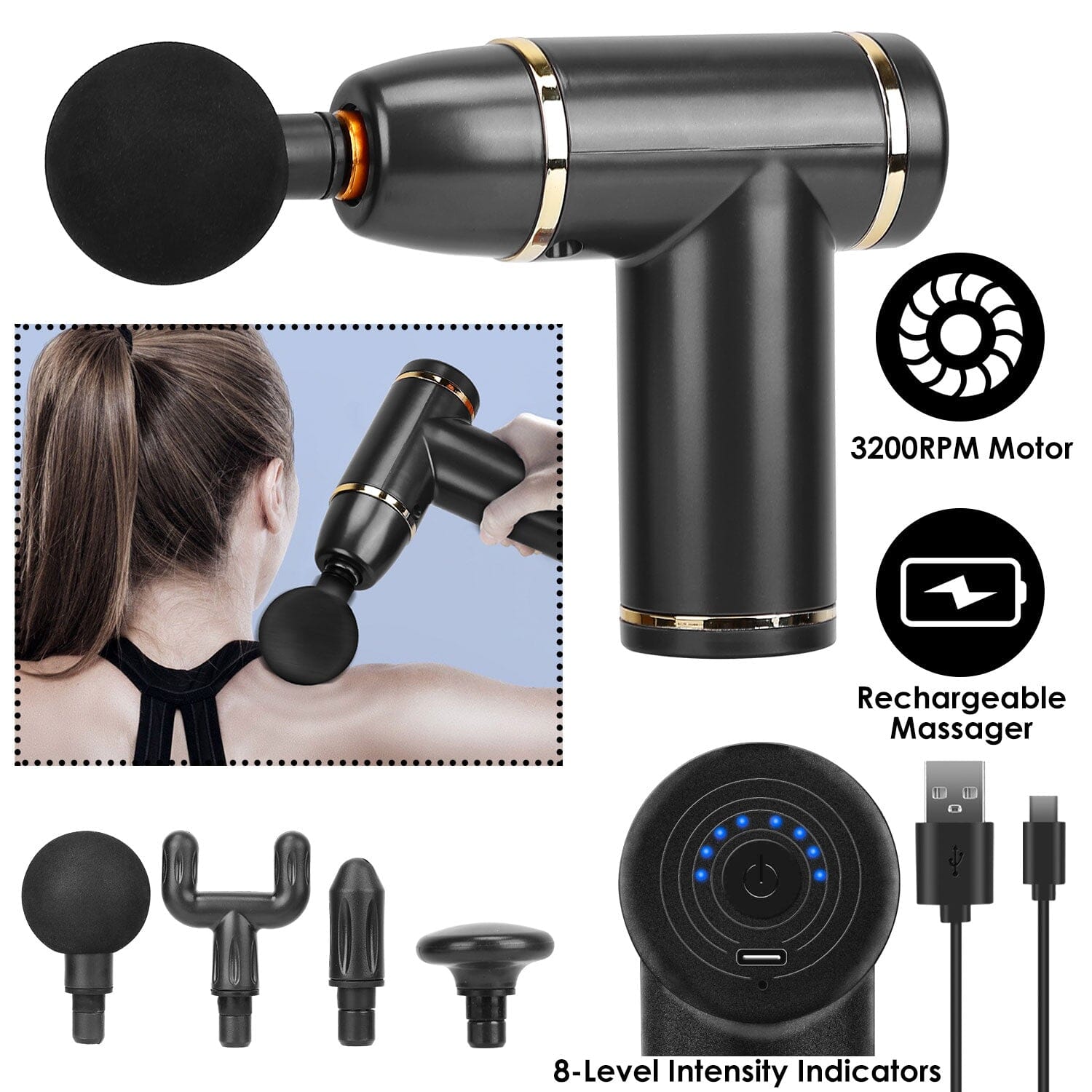 Rechargeable Percussion Massage Gun Wellness - DailySale