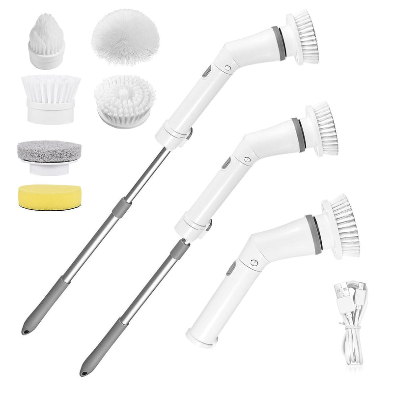 Rechargeable Telescopic Cleaning Brush 6 Replaceable Heads 2 Speed Adjustable Extension Arm Household Appliances - DailySale