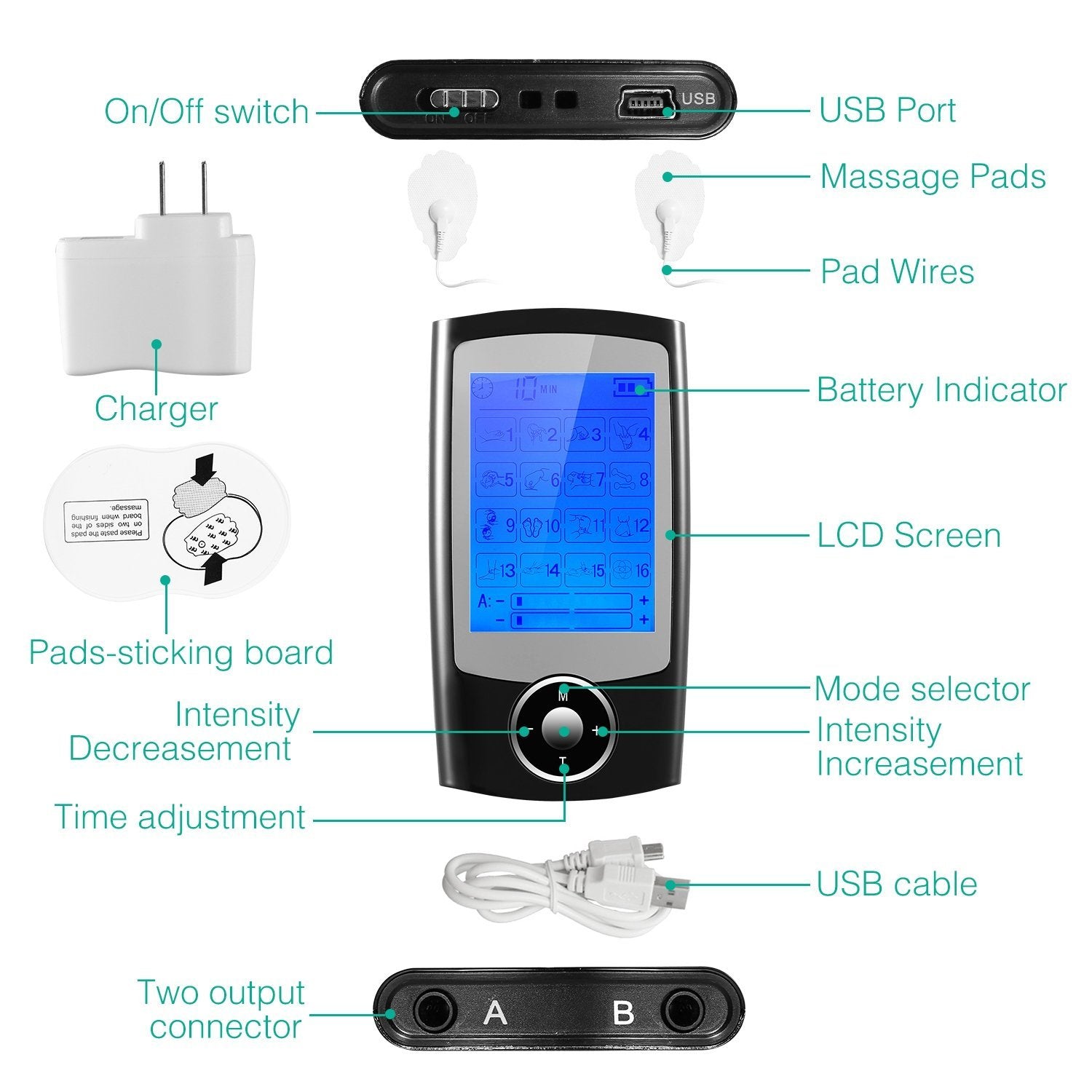 Rechargeable Tens Unit Machine Impulse Massager Wellness - DailySale