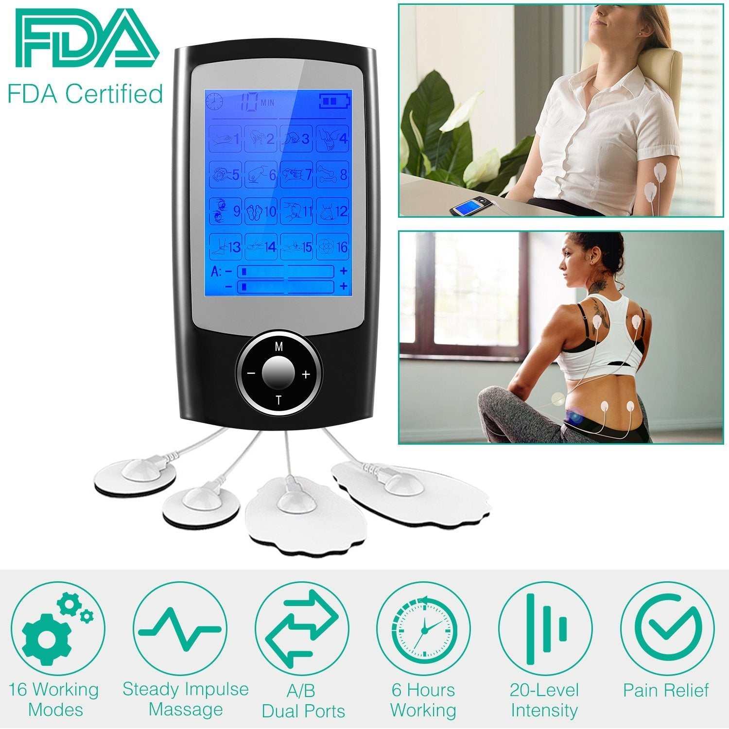 Rechargeable Tens Unit Machine Impulse Massager Wellness - DailySale