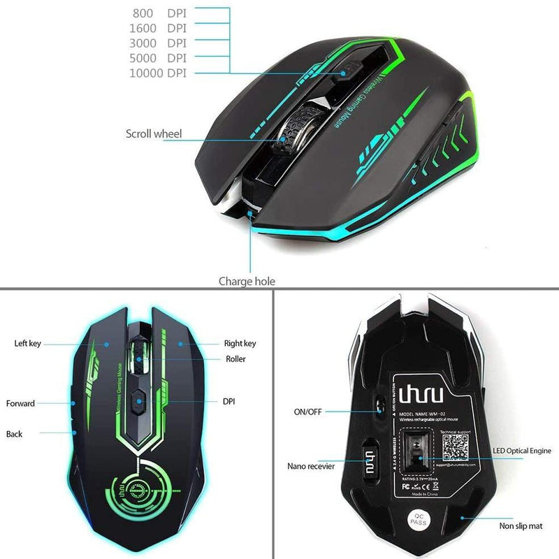 Rechargeable USB Wireless Gaming Mouse Computer Accessories - DailySale