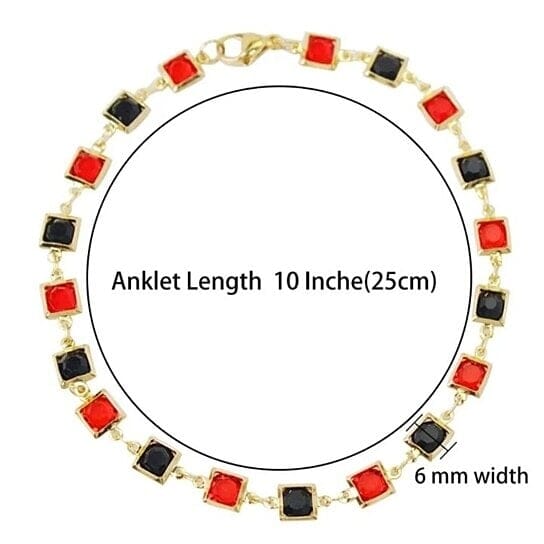 Red And Crystal Square Ankle Bracelet Bracelets - DailySale
