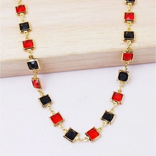 Red And Crystal Square Ankle Bracelet Bracelets - DailySale