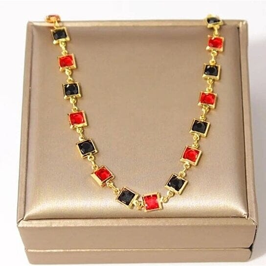 Red And Crystal Square Ankle Bracelet Bracelets - DailySale