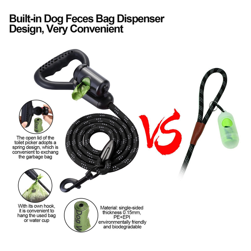 Reflective Durable 2-in-1 Dog Leash 5ft Hands-Free Waste Bag Dispenser Pet Supplies - DailySale