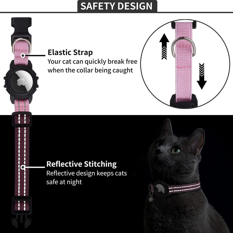 Reflective GPS Cat Collar with AirTag Holder and Bell Pet Supplies - DailySale