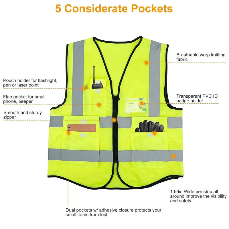 Reflective Safety Vest High Visible Waistcoat Sports & Outdoors - DailySale