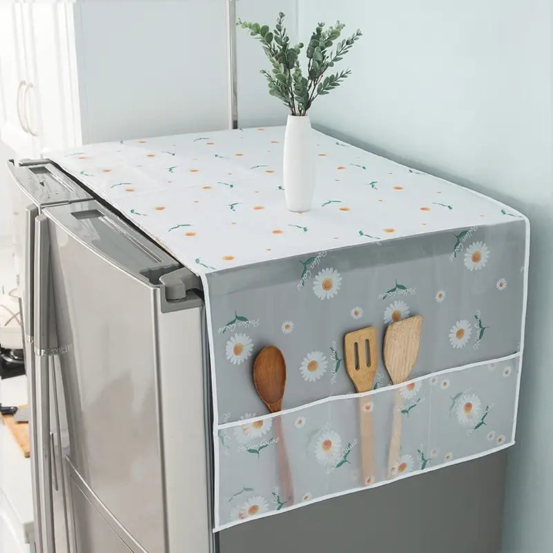 Refrigerator and Washing Machine Dust Covers with Pockets Furniture & Decor Chrysanthemum - DailySale