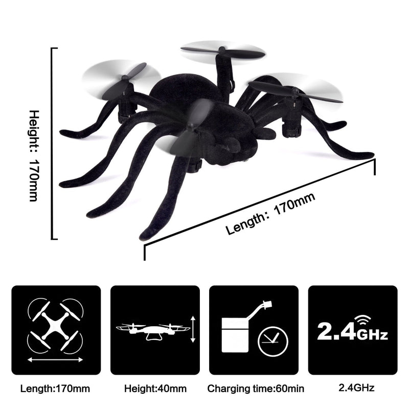 Dimensions of Remote Control Spider Quadcopter Toy Drone, available at Dailysale