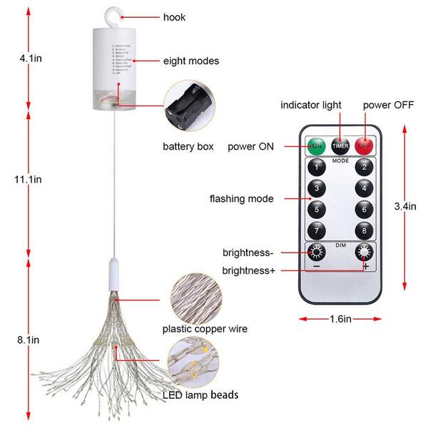 Remote Control Waterproof Christmas Fireworks LED String Lights String & Fairy Lights - DailySale