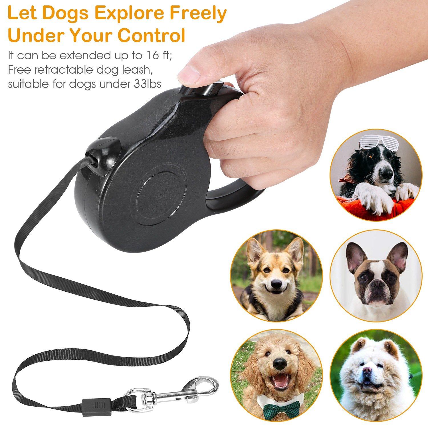 Retractable Dog Leash16ft Extendable Range Heavy Duty Dog Walking Leash Pet Supplies - DailySale