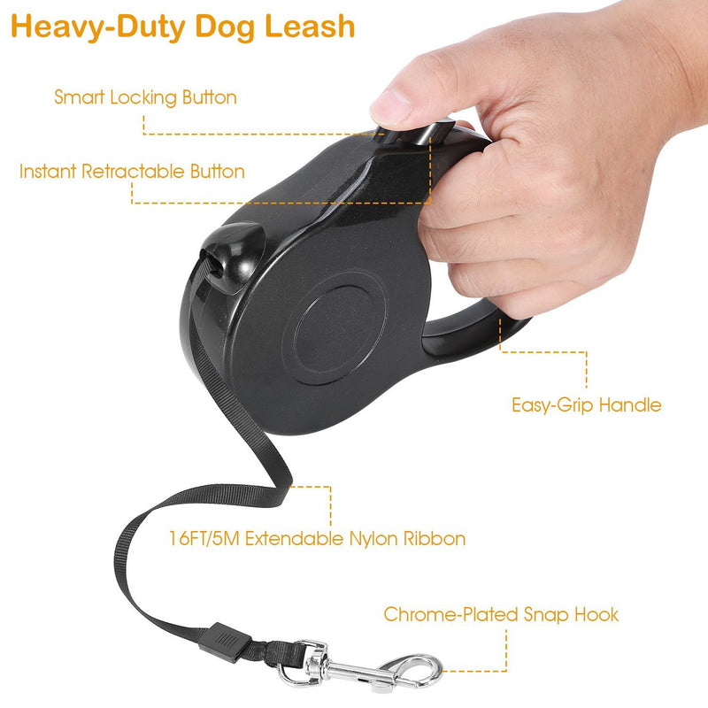 Retractable Dog Leash16ft Extendable Range Heavy Duty Dog Walking Leash Pet Supplies - DailySale