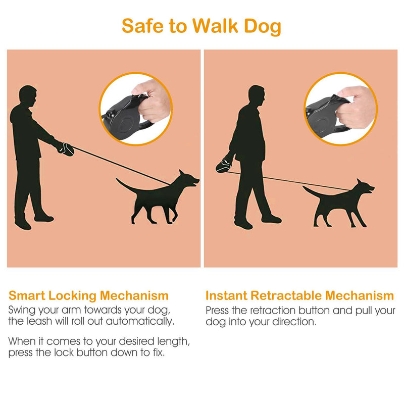 Retractable Dog Leash16ft Extendable Range Heavy Duty Dog Walking Leash Pet Supplies - DailySale
