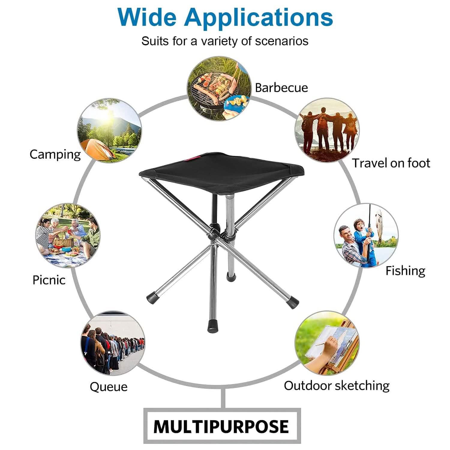 Retractable Portable Folding Chair Easy Set Up Backpacking Stool Sports & Outdoors - DailySale