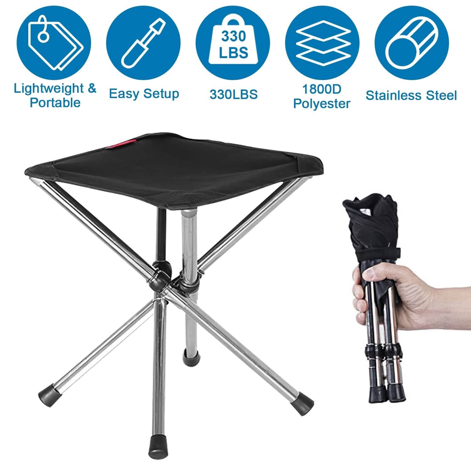 Retractable Portable Folding Chair Easy Set Up Backpacking Stool Sports & Outdoors - DailySale