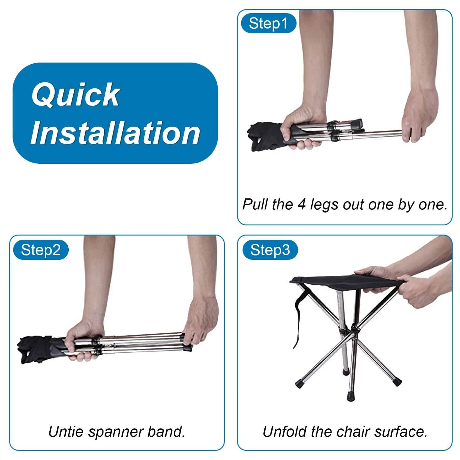 Retractable Portable Folding Chair Easy Set Up Backpacking Stool Sports & Outdoors - DailySale