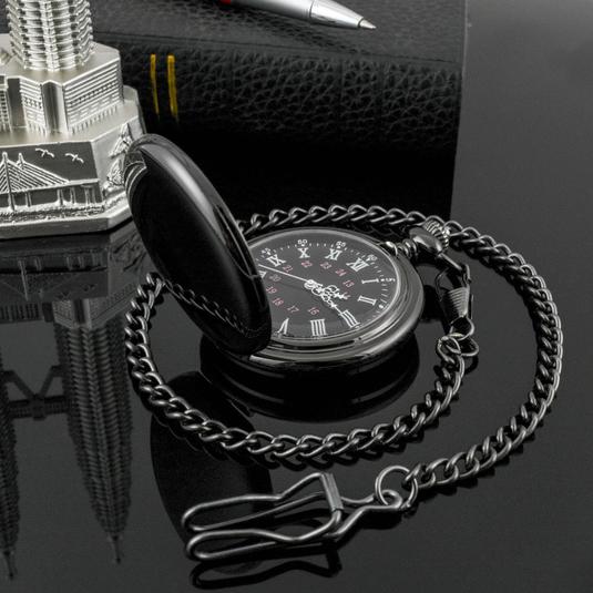 Retro Smooth Men Pocket Watch with Chain