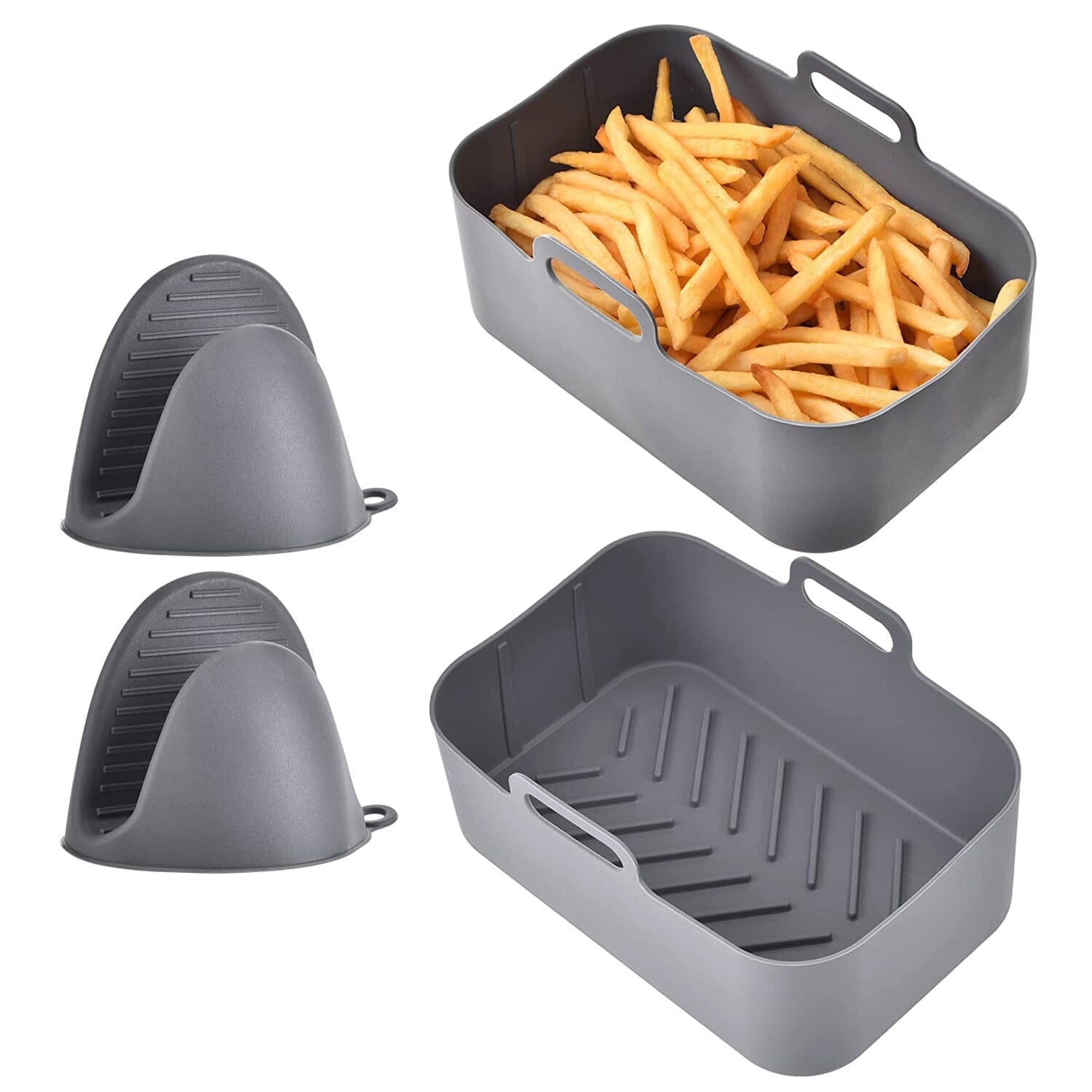 Reusable Air Fryer Silicone Pot Rectangle Replacement of Parchment Liners 6-8 Quart Kitchen Tools & Gadgets - DailySale