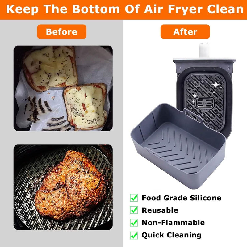 Reusable Air Fryer Silicone Pot Rectangle Replacement of Parchment Liners 6-8 Quart Kitchen Tools & Gadgets - DailySale