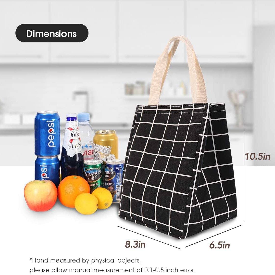 Reusable Lunch Bag Insulated Lunch Box Canvas Fabric with Aluminum Foil Bags & Travel - DailySale