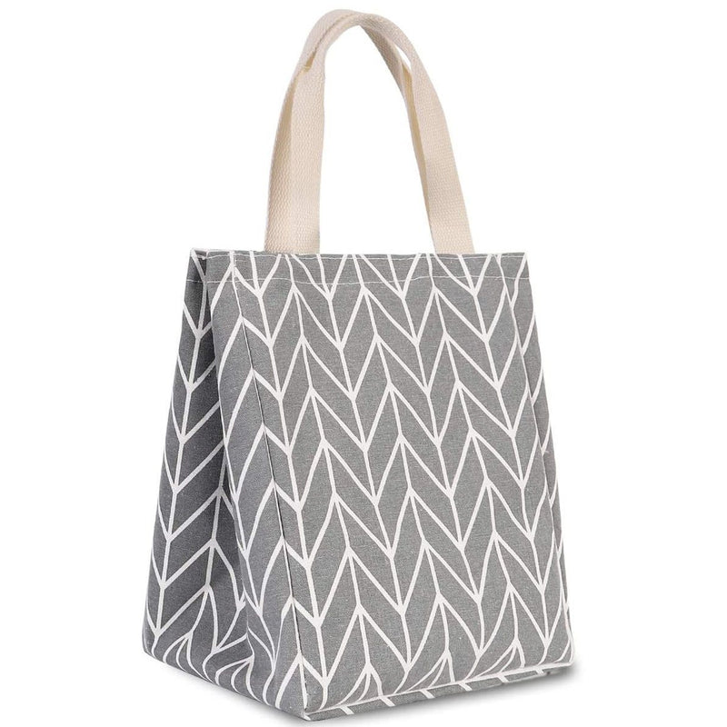 Reusable Lunch Bag Insulated Lunch Box Canvas Fabric with Aluminum Foil Bags & Travel Gray Arrows - DailySale
