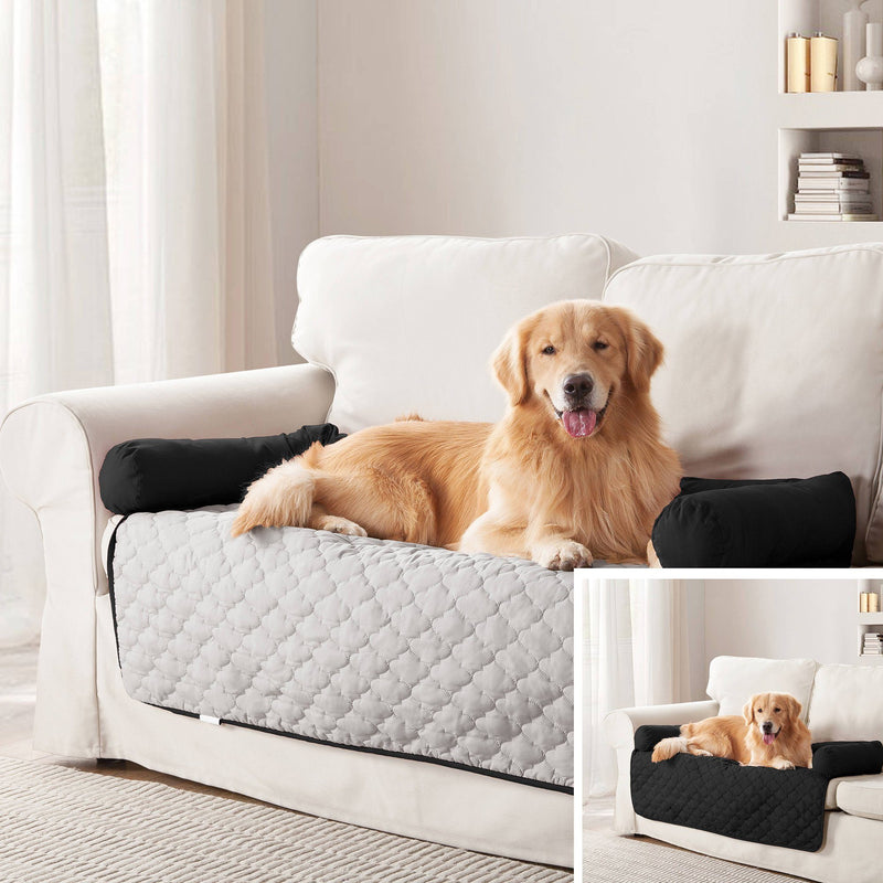 Reversible Pet Bed & Furniture Protector with Cushion Anchors Bedding 21x34" Silver/Black - DailySale