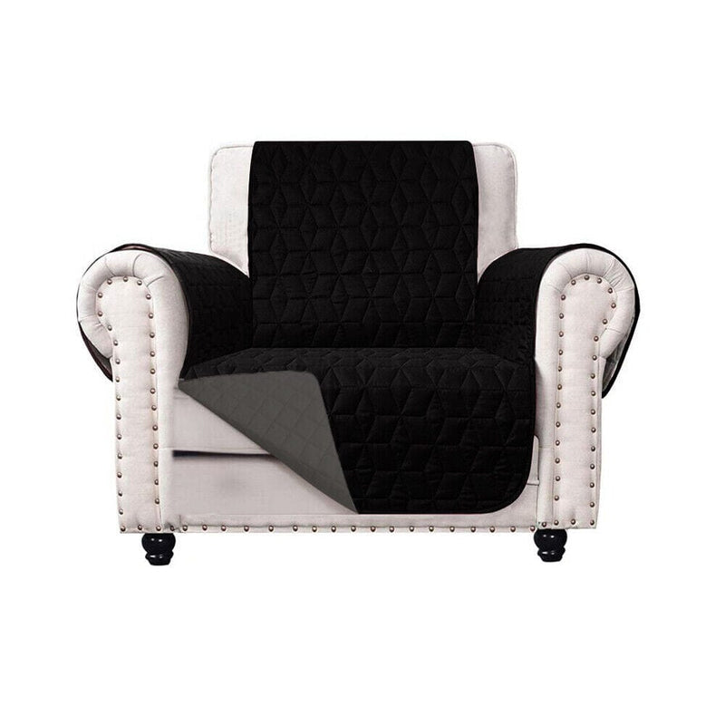 Reversible Quilted Furniture Cover Furniture & Decor Black/Gray Chair - DailySale