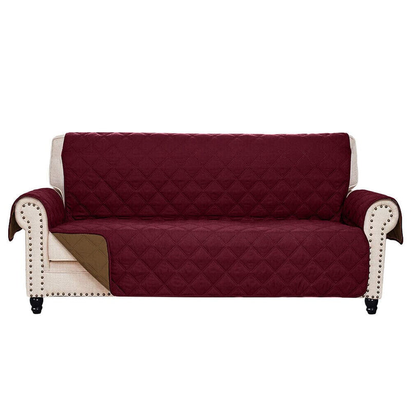 Reversible Quilted Furniture Cover Furniture & Decor Burgundy/Taupe Chair - DailySale