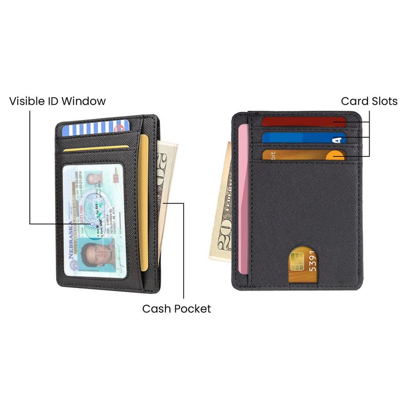 RFID Blocking Minimalist Front Pocket Slim Leather Wallet For Men Women Bags & Travel - DailySale