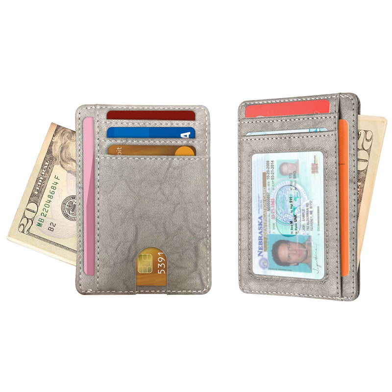 RFID Blocking Minimalist Front Pocket Slim Leather Wallet For Men Women Bags & Travel Gray - DailySale