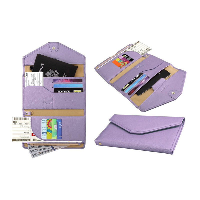 RFID Blocking Travel Passport Organizer Holder Wallet With CDC Vaccination Card Slot Protector Bags & Travel Lavender - DailySale