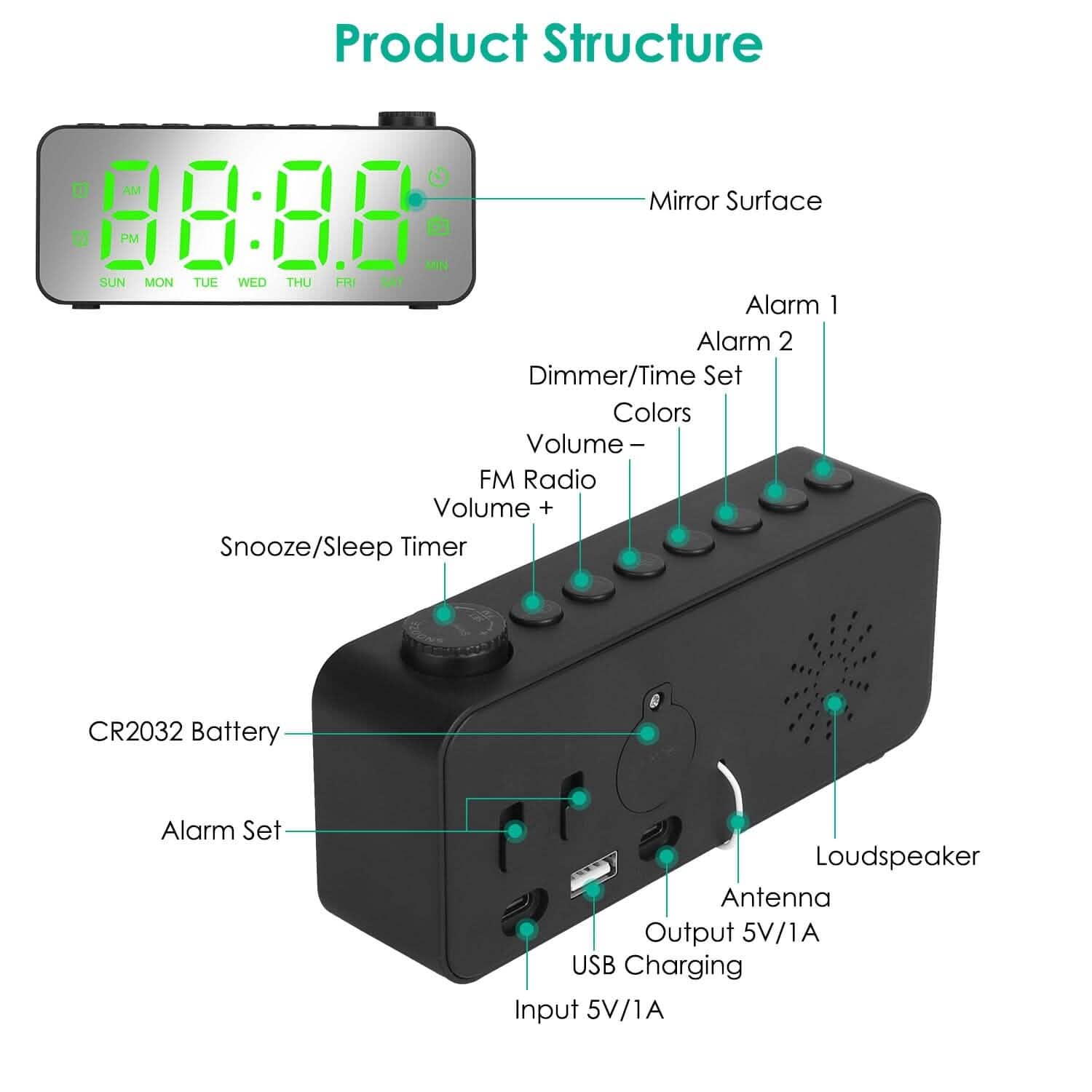 RGB Color LED Digital Alarm Clock Household Appliances - DailySale
